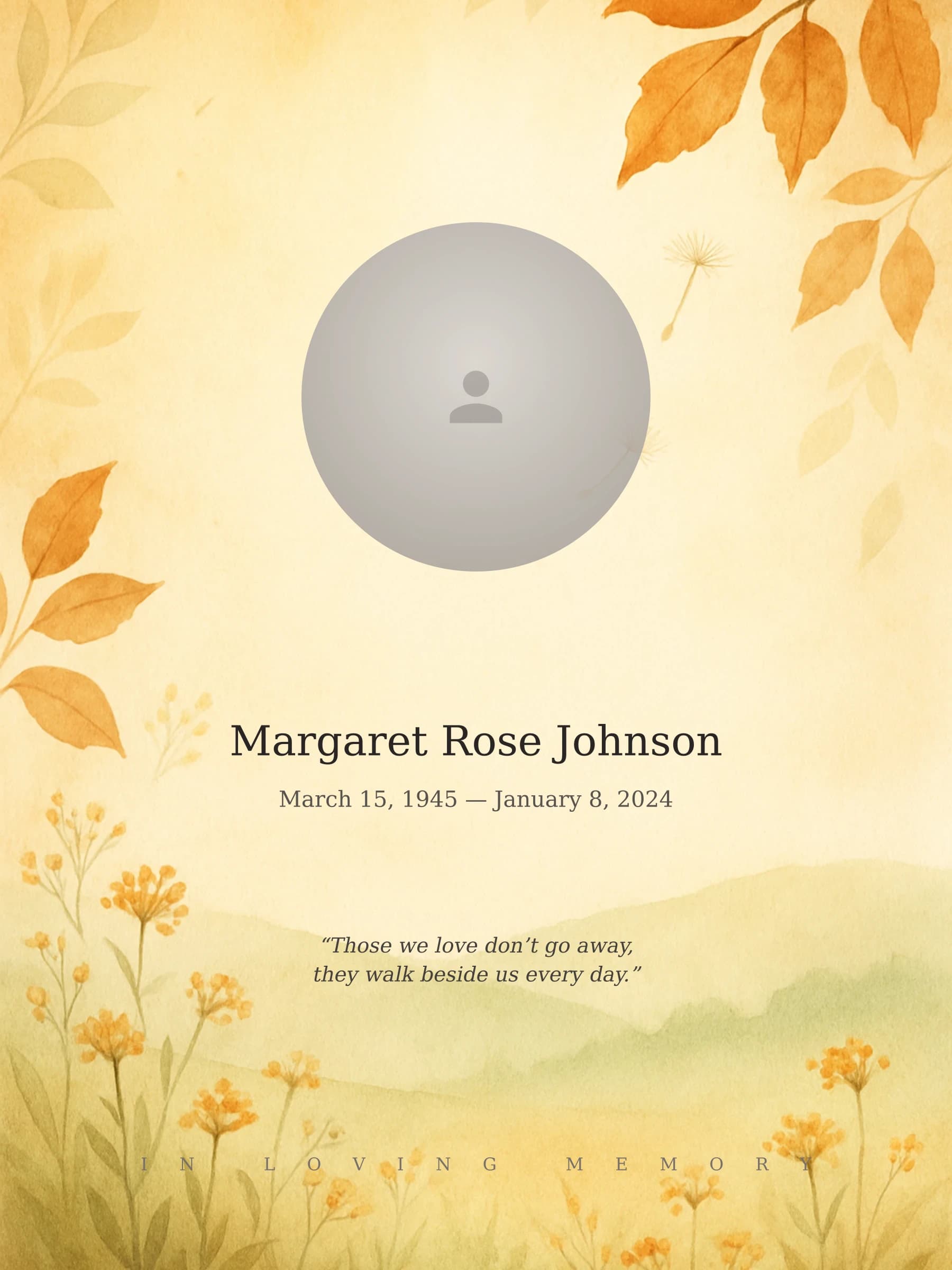 Autumn Remembrance memorial template preview