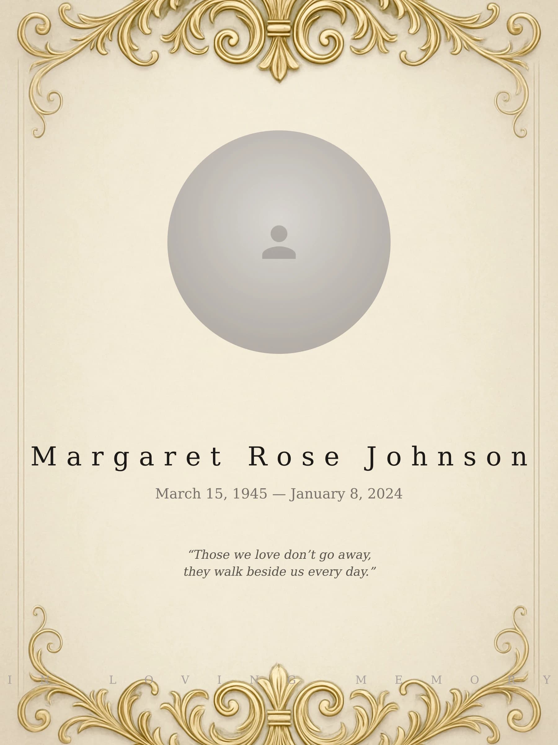 Classic Gold Flourish memorial template preview