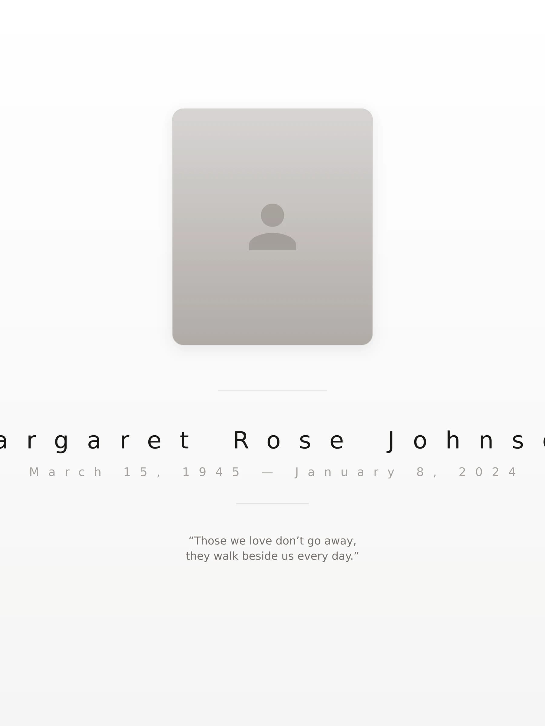 Gentle Light memorial template preview