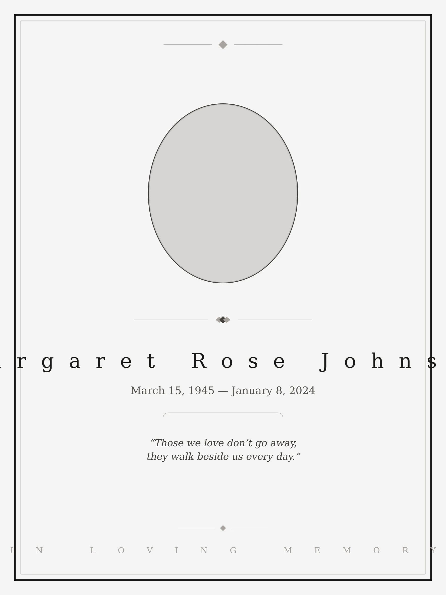 Oak & Stone memorial template preview