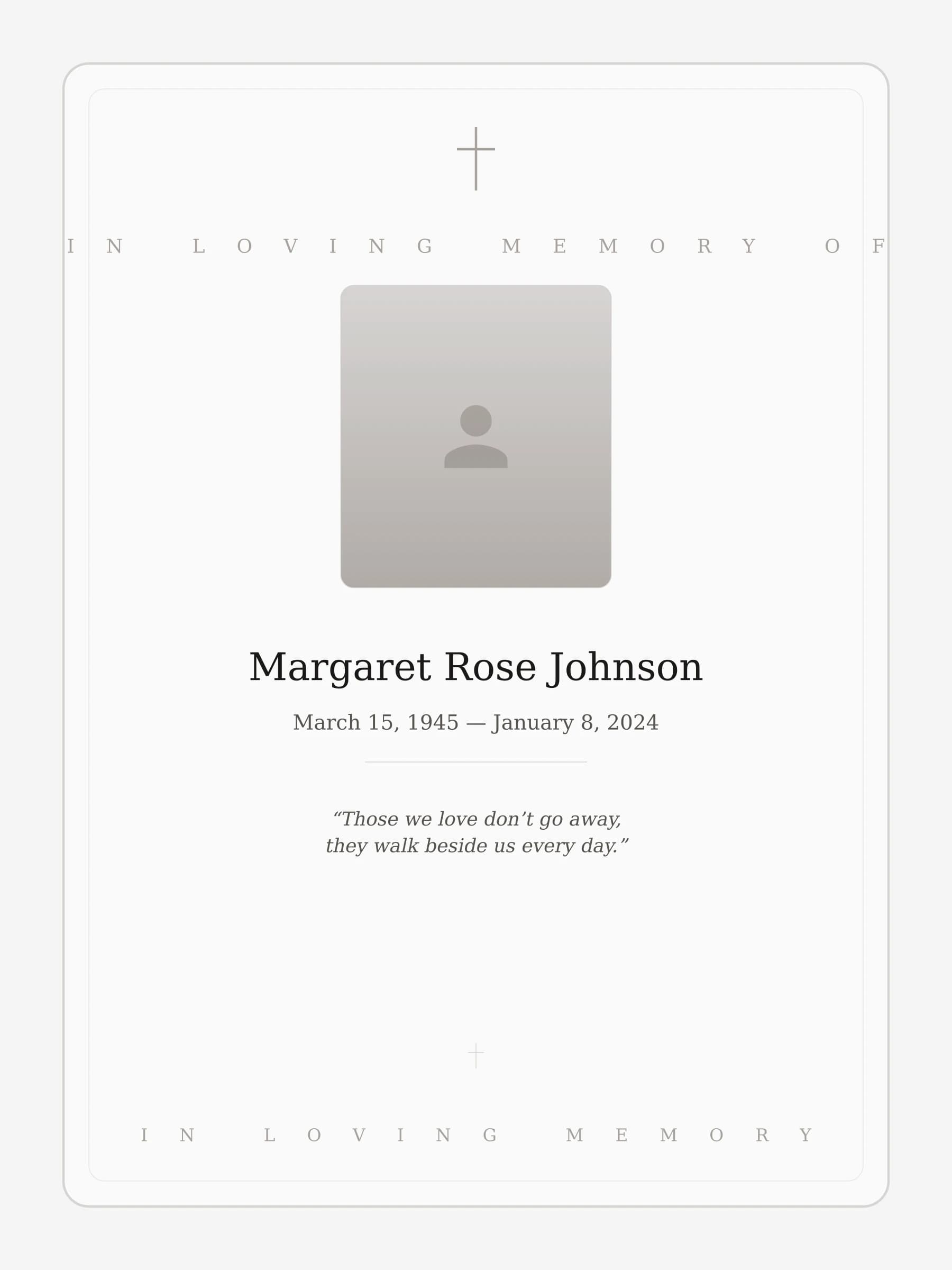 Remembrance Card memorial template preview