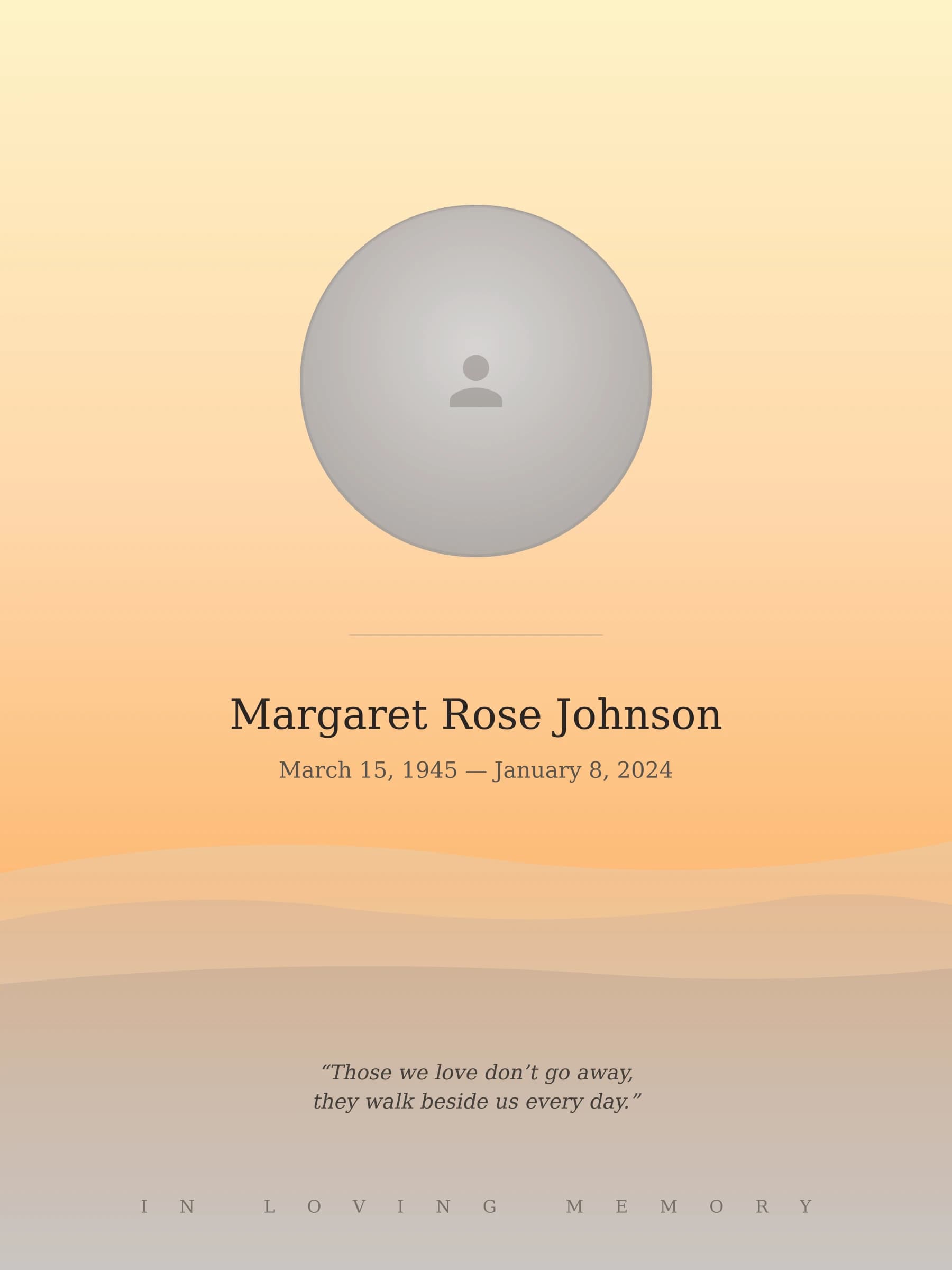 Sunset Horizon memorial template preview