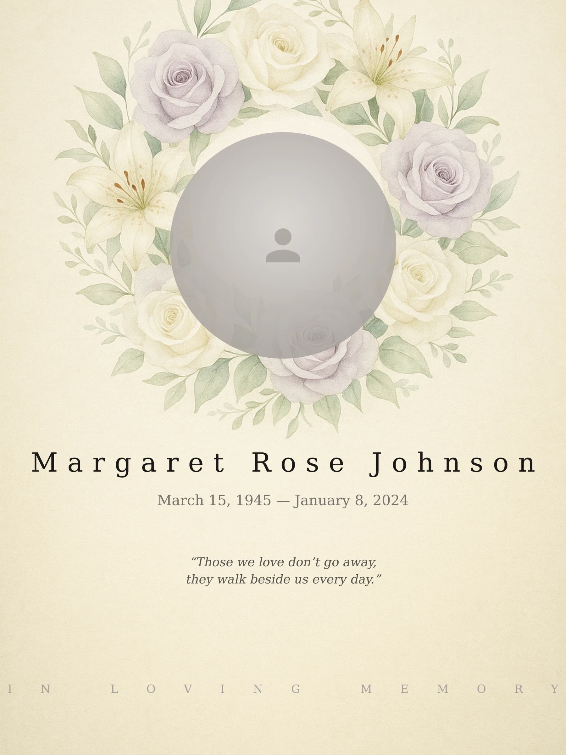 Whispers of Lavender memorial template preview